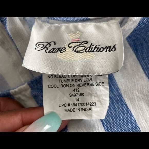 Girls Rare Editions Blue and White Shorts Set, Size 14 - Picture 2 of 12
